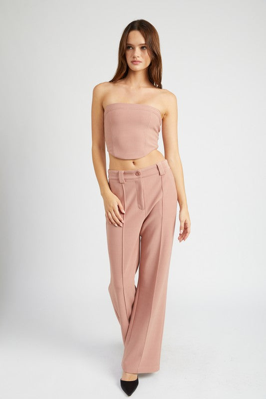The Look Lace Up Back Tube Top - Terracotta -AVAH