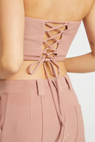 The Look Lace Up Back Tube Top - Terracotta -AVAH