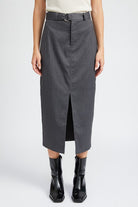 Go For Bold Pinstriped Midi Skirt-Gray-AVAH