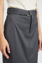 Go For Bold Pinstriped Midi Skirt-Gray-AVAH