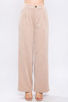 True Story Corduroy Trouser Pants-Khaki-Avah