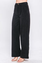 True Story Corduroy Trouser Pants-Black-Avah