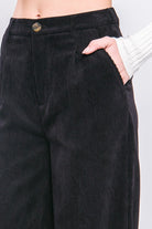 True Story Corduroy Trouser Pants-Black-Avah