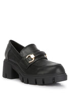 Evangeline Chunky Platform Loafers-Black- Avah