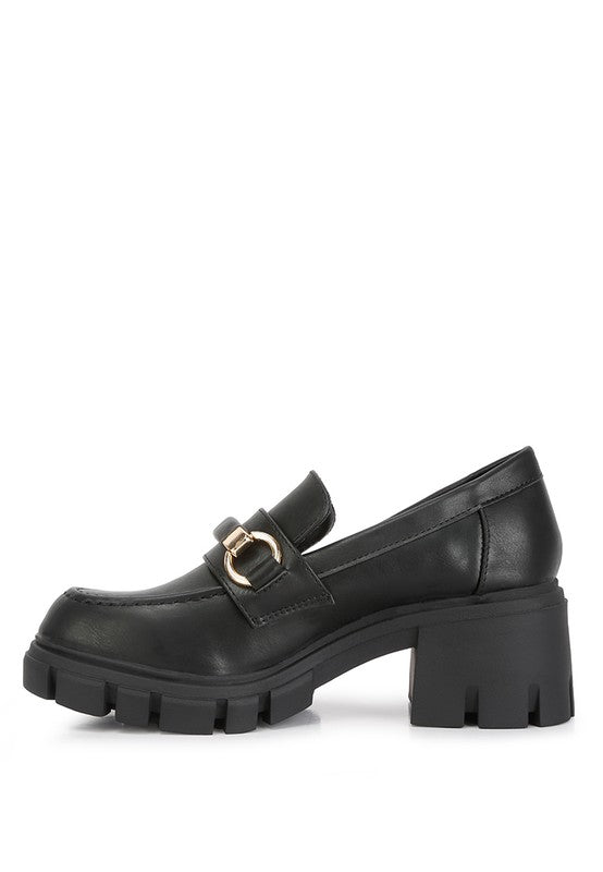 Evangeline Chunky Platform Loafers-Black- Avah