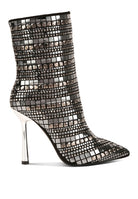 Extravagance Mirror Embellished Stiletto Boots-Black-Avah