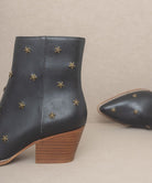 Starlit Western Ankle Booties-Studded - Black-Avah