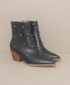 Starlit Western Ankle Booties-Studded - Black-Avah