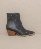 Starlit Western Ankle Booties-Studded - Black-Avah