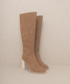 Bella Knee-High Block Heel Boots - Brown-Avah