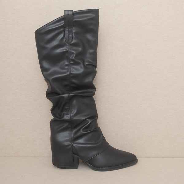 Darling Diva Fold-Over Slit Tall Boots - Khaki or Black