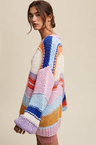 AVAH-Joyful Days Knit Striped Cardigan-Lavender Multi 