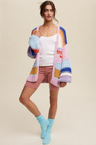 AVAH-Joyful Days Knit Striped Cardigan-Lavender Multi 