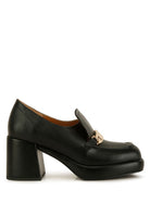 Elite Leather Platform Loafers-Black-Avah