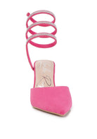 Rhinestone Cascade Pointed Toe High Heel Sandals -Pink-Avah