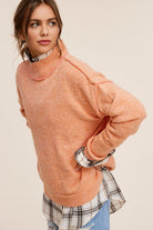 Ella Long Sleeve Mock Neck Sweater-Pumpkin-Orange-Avah