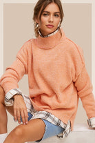 Ella Long Sleeve Mock Neck Sweater-Pumpkin-Orange-Avah