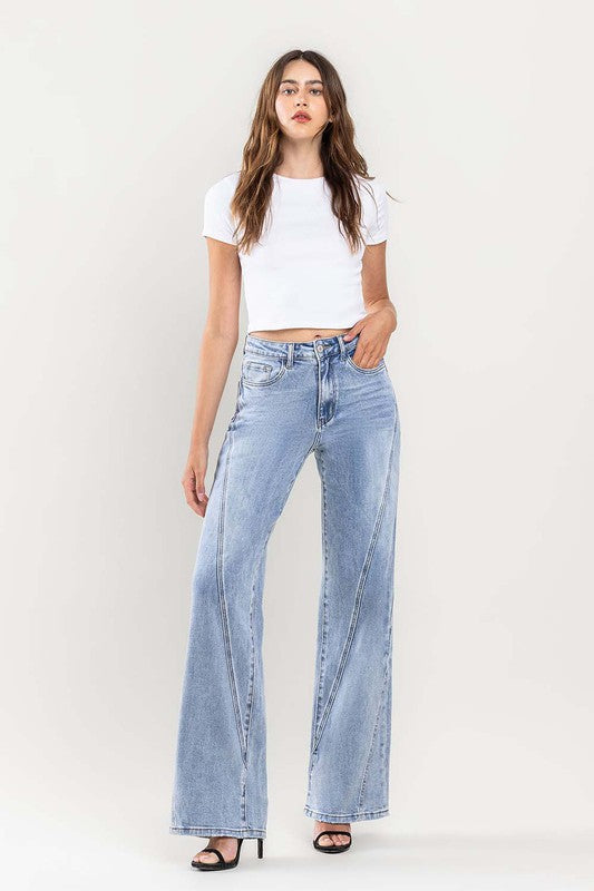Satisfaction Ultra High Rise Wide Leg Jeans - Light Wash Blue-Avah