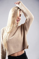 Sophisticated Warmth Mock Neck Pullover Sweater-Khaki-Avah