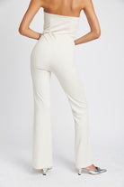 Sleek Silhouette High Waisted Flared Pants - Cream-Avah