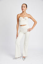 Sleek Silhouette High Waisted Flared Pants - Cream-Avah