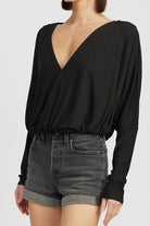 Elegance Unraveled V-Neck Long Sleeve Top - Black-Avah