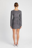 Twilight Shimmer Long Sleeve Mini Dress - Black-Avah