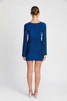 Twilight Shimmer Long Sleeve Mini Dress - Blue-Avah