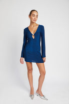 Twilight Shimmer Long Sleeve Mini Dress - Blue-Avah