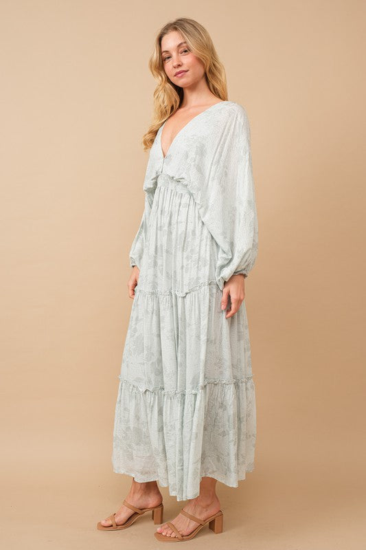 Soft Serenity Floral Maxi Dress-Sage Green-Avah