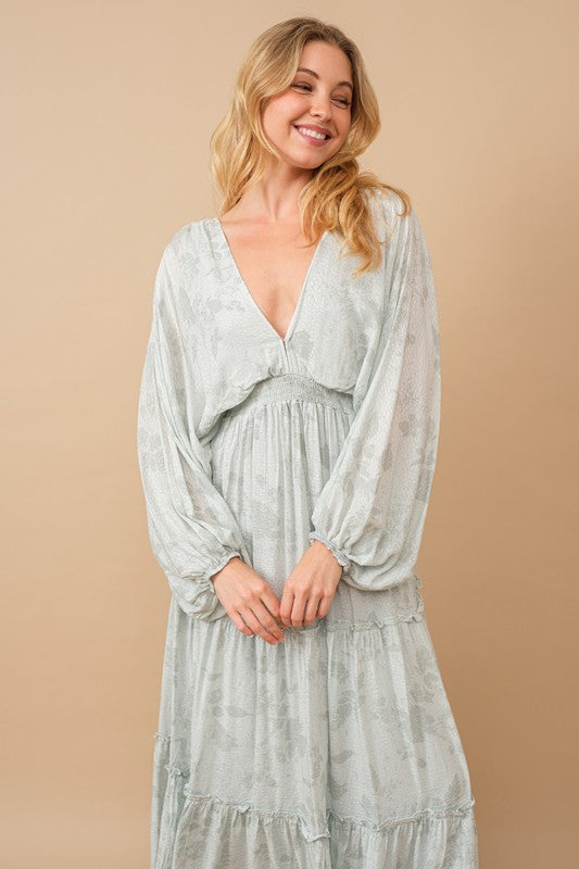 Soft Serenity Floral Maxi Dress-Sage Green-Avah