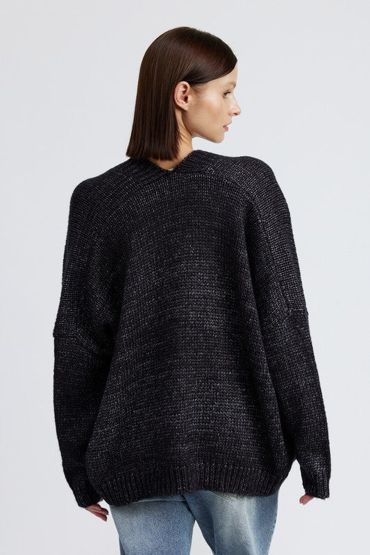 A Bit of Cozy Oversized Cardigan - Charcoal- Avah