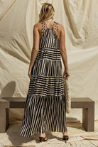 AVAH-Maxine Striped Maxi Dress-White and Black Stripe