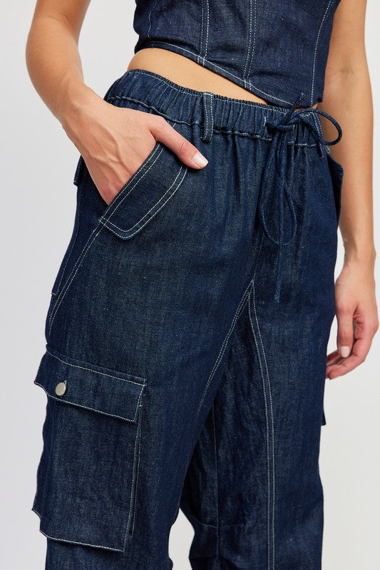 Urban Edge Stitched Denim Pants-Cargo Pants-Avah