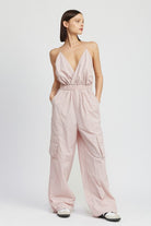 AVAH-Kaia Belle Open Back Cargo Jumpsuit-Mauve