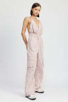 AVAH-Kaia Belle Open Back Cargo Jumpsuit-Mauve