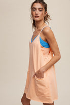 AVAH Active Essential V-Neck Sleeveless Mini Dress-Peach