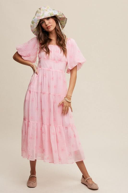 Angela Floral Embroidered Mesh Maxi Dress