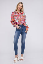 Lively Long Sleeve Button Down Floral Top-Avah