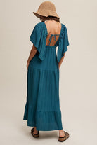 AVAH-Boho Breeze V-Neck Maxi Dress-Green