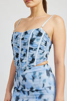 AVAH-Mystic Blue Tie-Dye Corset Top-Blue