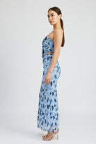 AVAH-Mystic Blue Tie-Dye Mesh Maxi Skirt-Blue