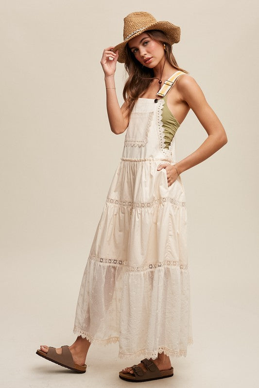 AVAH-Lace Embrace Overall Maxi Dress-Champagne