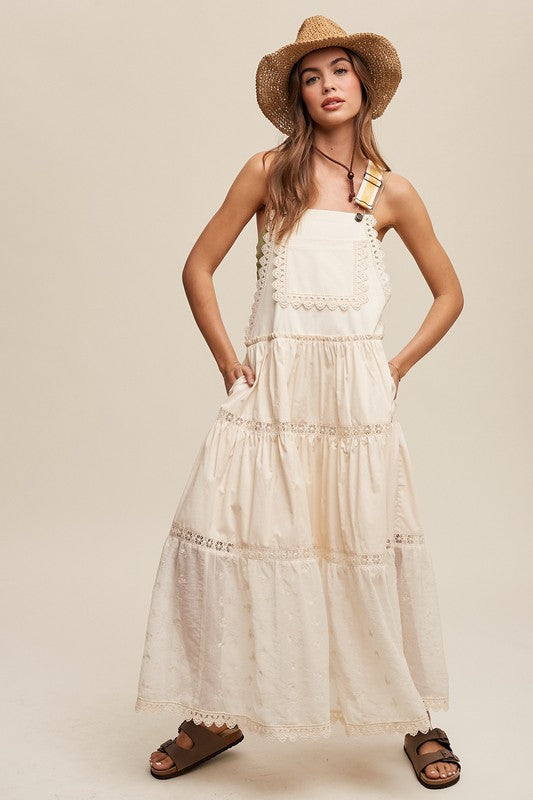 AVAH-Lace Embrace Overall Maxi Dress-Champagne