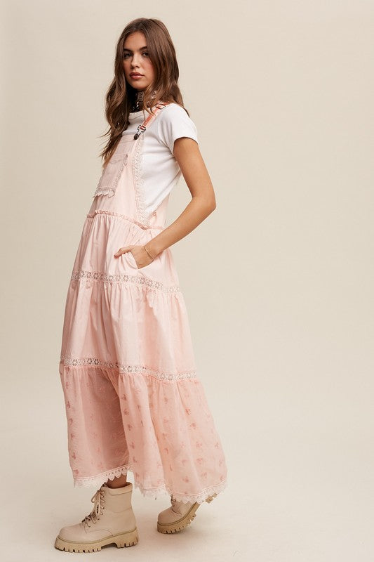 AVAH-Lace Embrace Overall Maxi Dress-Peach