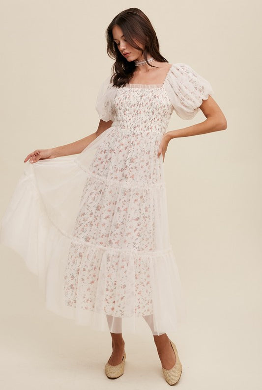 AVAH-Elegant Essence Floral Mesh Maxi Dress-Cream