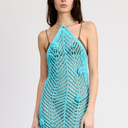 Summer Breeze Crochet Halter Dress