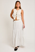 AVAH-Bow Tie Beauty Sleeveless Cropped Top-Cream