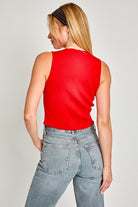 AVAH-Bow Tie Beauty Sleeveless Cropped Top-Red