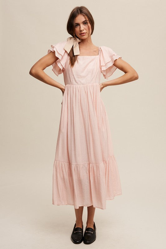 AVAH-Ruffle Embrace Maxi Dress-Peach Blush